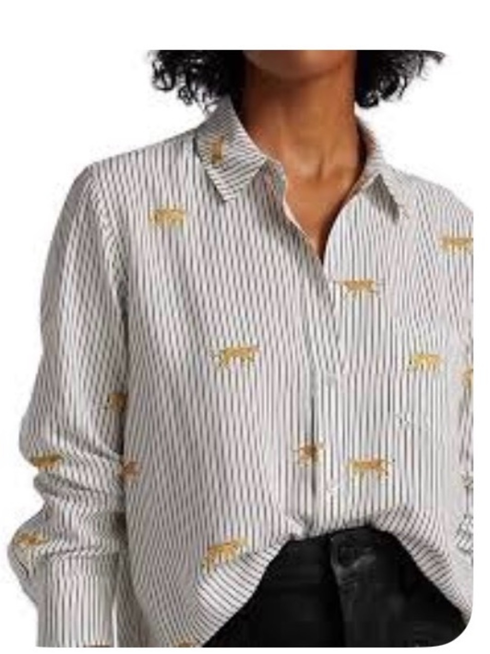 Jane and Delancey Striped Shirt with Gold Animal Pattern